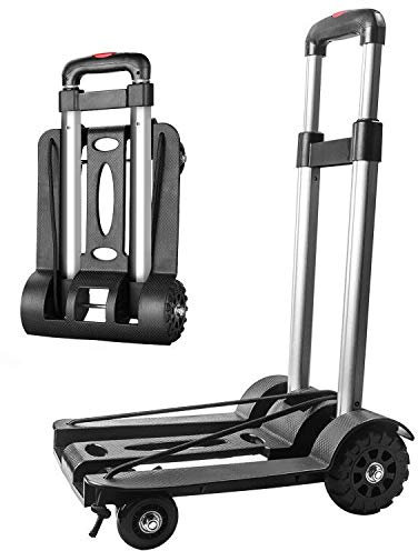 Sackkarre Faltbar, Transportkarre Klappbar/Alu-Sackkarre Mini/Leichtgewichtiger Gepäckwagen/Aluminium Transport und Handkarre für Umzug oder Getränkekisten (L)