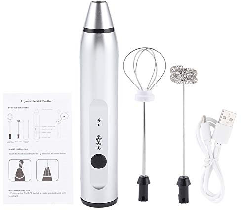 Milchaufschäumer Elektrisch Stab Milk Frother Stabmixer für Cappuccino Lattes Matcha(Silver)