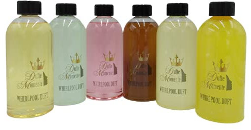 Dufte Momente | Whirlpool Duft 6 x 500ml - Cuba Sunset (Geranium, Mojito, Rum), Eukalyptus, Jasmin, Kokos - Vanille, Lemongras und Orange - Citrus | mit naturreinen und natürlichen ätherischen Ölen