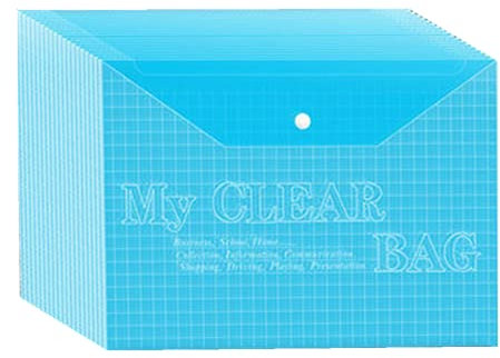 20 Stück Dokumentenmappe Transparent, Dokumententasche A4, A4 Zum Abheften, Mappen mit Druckknopf, Sammelmappen Tasche druckknopf für Organisieren, 20 farbige Dokumentenmappe Brieftaschen - Blau
