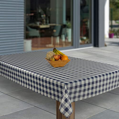 laro Wachstuch-Tischdecke Abwaschbar Garten-Tischdecke Wachstischdecke PVC Plastik-Tischdecken Eckig Meterware Wasserabweisend Abwischbar, Muster:Blau Weiß Karo, Größe:100x260
