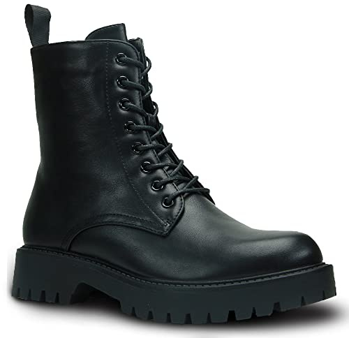 CULTZ Essential 8 Eyelet Stiefeletten mit Reißverschluss Combat Boots Damen Stiefel Schwarz 38