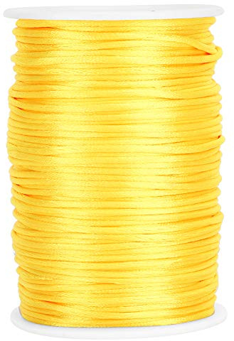 BORDSTRACT Corda di Raso, Corda di Raso di Nylon Filo di Nodo Cinese Decorazione Filo per Annodare a Coda di Ratto per Creazione di Gioielli, Cucito, Maglieria(giallo)
