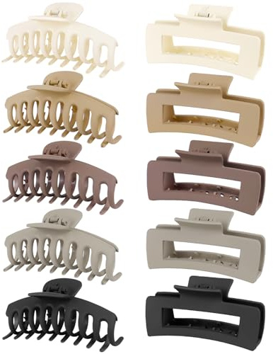 Kavya 10 Stück Haarklammer Groß, Haarspangen Damen Groß Dickes Haar Matt, Rutschfestes Haarklammern Set Haarstyling Zubehör für Frauen Mädchen