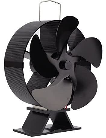 Ventilador de circulación de aire, ventilador de estufa alimentado por calor, 5 aspas, ventilador de chimenea de leña, circula calor de alta temperatura, resina para pellets de gas, chimenea de leña