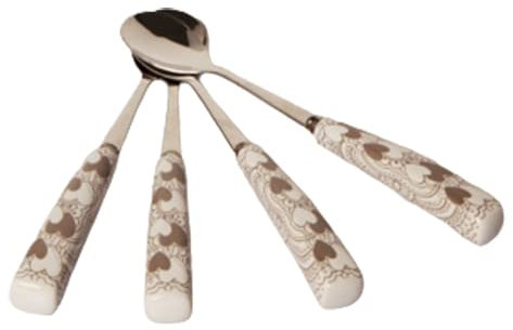 PuntoCasaStore Set 4 CUCCHIAINI Decoro Cuori H.14 CM con Scatola BOMBONIERA Idea Regalo