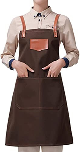 AUGUSE Arbeitsschürze, Werkzeugschürze für Schreiner, Werkzeugschürze for Männer mit Taschen, Tischlerschürze aus gewachstem Segeltuch, robuste Tischlerschürze aus Segeltuch