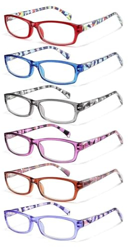 Gaoye 3.5 Reading Glasses for Women, 6 pack Fashion Readers for Women Spring Hinge Eye Glasses, Blue Light Reading Glasses
