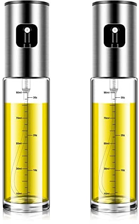 JAWAI 2 Pièces Pulvérisateur d'huile, Vaporisateur d'huile et de Vinaigre, Spray de Cuisson Bouteille, Inoxydable Pulvérisateur d'huile, pour Barbecue, Cuisine, Salade, Pâtes, Pain de Cuisson, etc