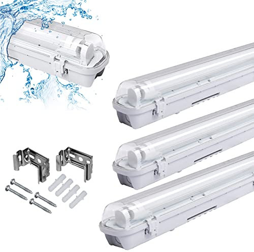 Cecaylie LED Feuchtraumleuchte 120cm 4 Stück 18W LED Röhre, IP65 LED Leuchtstoffröhre, Neutralweiß 1530lm 4000K Wannenleuchte, T8 Werkstattlampe, für Garage Werkstatt Büro Warenhaus