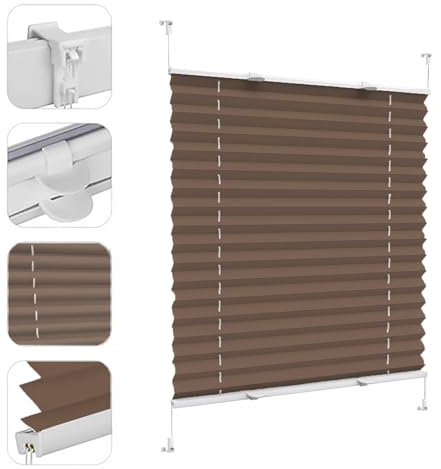 Persiana Veneciana, 60 x 70 cm protección Visual, antideslumbramiento, Klemmfix Persiana Enrollable Incluye Clips de Sujeción Klemmfix, para Baño/Oficina,Personalizable, Gris Pardo