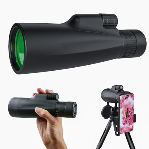 Télescope monoculaire pour smartphone, 10-30 x 50 haute puissance pour adultes et enfants, monoculaire avec dragonne et trépied, cadeaux pour observer les oiseaux, la chasse, les étoiles et le camping