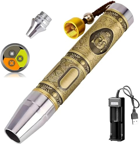 YZYOE Recargable tres LEDs Experto Jade Evaluación Linterna, joyería Evaluación piedras preciosas Diamante, luz blanca y amarilla y 365NM lámpara ultravioleta.