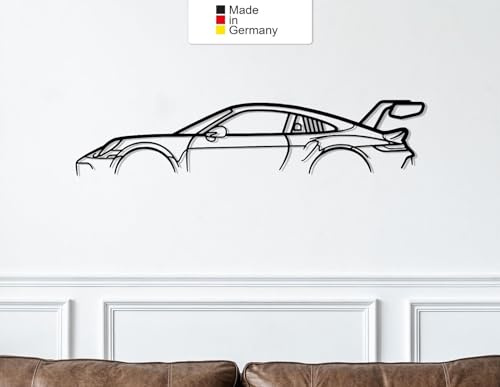 911 GT3 CUP Model 992, Metall Wandbild, Wanddeko, Auto Silhouette,Metal Wall Art (Größe: 200 cm (78))