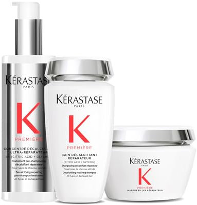 KÉRASTASE Première - Routine Pour Cheveux Abîmés Moyens À Épais - Répare La Fibre En Profondeur - Formule innovante à l'Acide Citrique & Glycine - Sans Sulfate & Sans Parabène