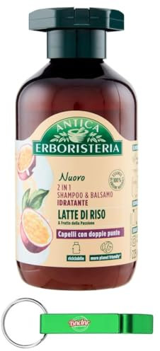 24 x Antica Kräuterboristeria Feuchtigkeitsspendendes Shampoo Reismilch, Shampoo und Spülung für Haare mit doppelten Spitzen mit natürlichen Inhaltsstoffen, Flaschen à 225 ml + Schlüsselanhänger Beni