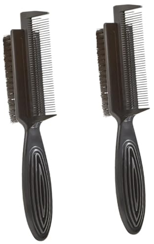 Mikinona Cepillo De Doble Cara Cabello 2 Piezas Pequeño Cepillo De Limpieza y Cardado Cerdas De Nailon Negro Para Hombres Herramienta De Peluquería Uso Salón y Hogar