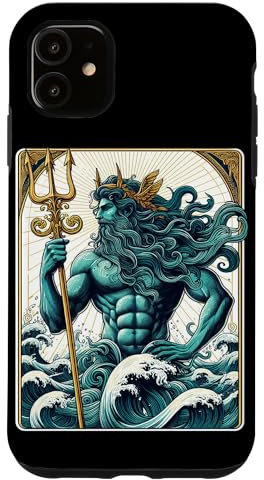 Coque pour iPhone 11 Poseidon Trident Carte de tarot du dieu grec du Seigneur de la mer