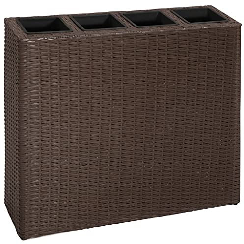 FUDUGEHMIOFWFJJ hochbeet Kunststoff,hochteich,pflanzkasten,Garten-Hochbeet mit 4 Töpfen Poly Rattan BraunGeeignet für Garten, Terrasse, Schlafzimmer, Wohnzimmer