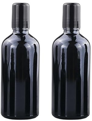 LJJCSFF 2PCS 100ml Oil Roller Bottles Black Rolling Ball Applicator Glass Roller Perfume Dispenser Rollerball Bottle Large Roll on Container