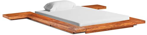 KTHLBRH Bettgestell für Schlafzimmer Hotel-Bettgestell Schlafzimmermöbel Bettrahmen Futonbett Japanisch Akazie Massivholz 100x200 cm für Schlafzimmer, Hotel, Arbeitszimmer