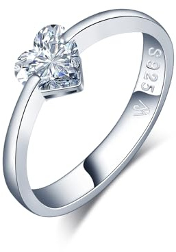 MICMIF Hjärtformad Moissanite Solitaire Ring 925 Sterling Silver Förlovningsring 0,5 Karat Löftesringar Årsdag, GRA Certifikat Moissanite Diamant Smycken Kvinnor, 925 sterlingsilver Moissanite