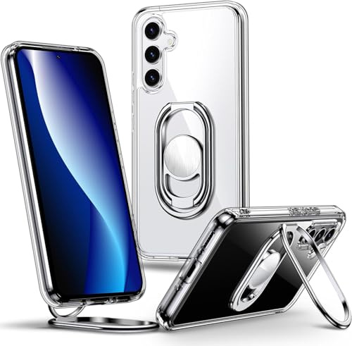 SHIELDS UP for Samsung Galaxy S25 Case with Stand, Phone Case Clear with Double Ring Holder【Adjustable & Fodable】 Shockproof Protective Cover for Samsung S25 - Clear