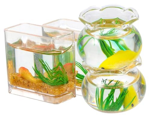 Alasum Winzige Miniatur Fischschalen 4 Stück Aus Glas 1:12 Puppenhaus Dekor Realistische Koi Aquarien Für Tiny Houses Selbstgemacht Tisch Und Wohnzimmerschmuck