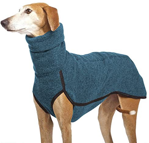 Imily Bela hundrock vinter varm polotröja hundtröja fleece mysig hundjacka husdjurskläder för små medelstora stora hundar, havsblå, L