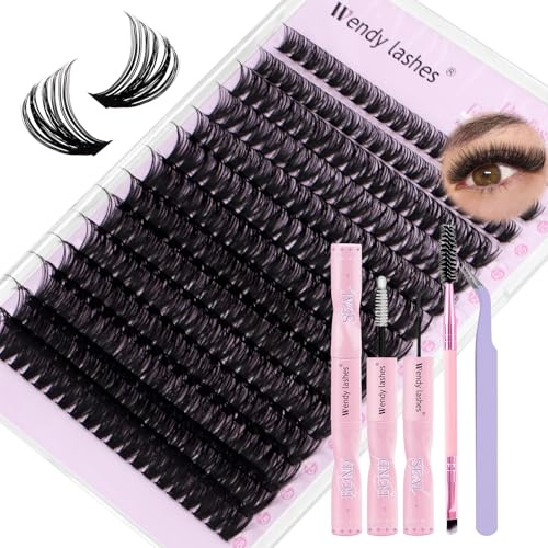 WENDY LASHES Kit Pestañas Pelo a Pelo Natural 60D C-Curl | Pestañas Individuales Mixtas 10-18mm Extensión de Pestañas Kit Con Pegamento para Pestañas y Pinzas