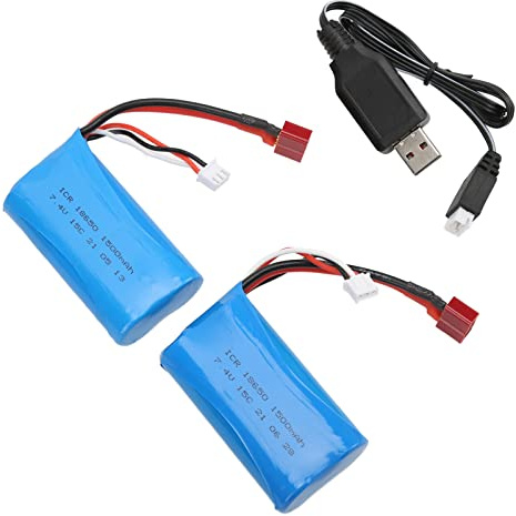 TOPINCN 7,4 V 1500 MAh 15 C Lipo-Akku mit Ladekabel für Ferngesteuertes Auto, Boot, Ausgewogene Ladeunterstützung, Ersatzbatterien für Langanhaltende Unterhaltung