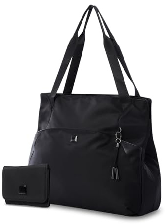 TOTTO - Pack Regalo Mujer Bolso Ordenador Portátil + Cartera, Modelo Roxanne, Bolso con Bolsillo Pc 14, Portallaves, Billetera y Tarjetero con Sistema de Bloqueo RFID, Color Negro