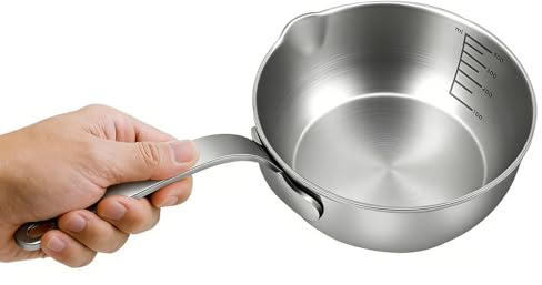 TESGADGETS Stainless Steel Butter Warmer, 400 ml (13.5 fl oz), for Warming Milk, Butter, Sauces, Coffee, Chocolate, Egg Pan, Suitable for Induction and Gas Cookers