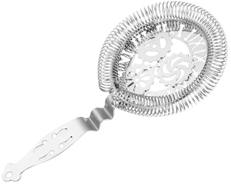 Generico Colino per Ghiaccio in Acciaio Inox da Bar, Colino Professionale da Cocktail Manico Ergonomico, Filtro Resistente Adatto per Shaker e Bicchieri da Miscelazione, Utensile