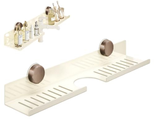 Generisch Waschbecken Ablage, Bad Organizer Badezimmer Regal Ohne Bohren Badablage über Waschbecken Abnehmbar Waschbeckenablage mit Saugnäpfen für Schlafsaal RV Küche (Weiß A, 40CM)