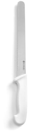 HENDI Brotmesser, Wellenschliff, Küchenmesser, Messer, HACCP, Geschirrspülmaschinengeeignet, für Käse und Brot, Klingte: 250mm, Länge 385mm, Edelstahl, Polypropylen, weiß