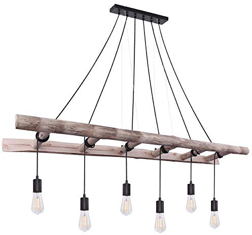 GLOBO RETRO Hänge Pendel Leuchte Schlaf Gäste Zimmer Holz Leiter Decken Lampe 15348-6