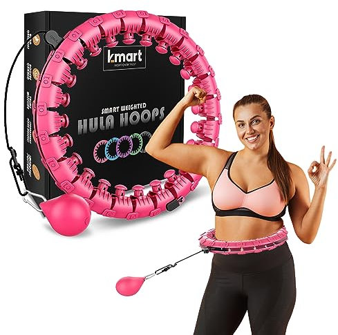 K-MART Smart Hula Ring Hoops, gewichteter Hula Circle 24, Abnehmbarer Fitnessring mit 360-Grad-Auto-Spinning-Ball, Gymnastik, Massage, Fitness für Erwachsene zur Gewichtsabnahme