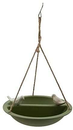 Point-Virgule Abbeveratoio per uccelli, ciotola per uccelli selvatici, da appendere, in fibra di bambù, verde, 27 x 27 x 6 cm