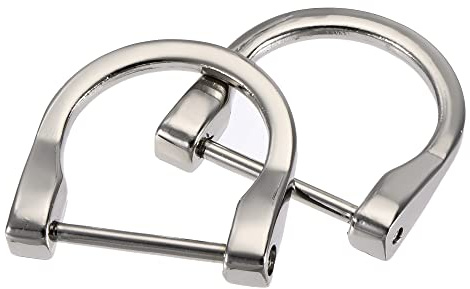 sourcing map 29mm(1.14) U Shape Horseshoe D-Rings Screw-in Shackle Buckle for DIY Craft, Silver Tone 2pcs