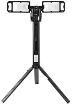 TECPO Duo LED Baustrahler 5000 Lumen Kabelloser Arbeitsstrahler mit AKKU und Stativ Leuchtweite bis 90m - 7000K