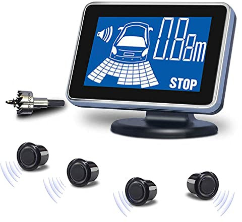 Car Auto Vehicle Reverse Backup Radar System with 4 Parking Sensors Rear Distance Detection kit Parktronic assistant Beep Voice Warning LCD monitor