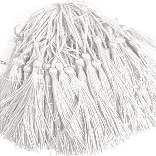 Dtoterul Quasten Weiß 100 Stück Handgefertigte Seidige Mini Quasten Lesezeichen Quasten Tassels Anhänger Quastenborte Quasten Anhänger ​mit Seile Schlaufe Tassel Girlande für DIY Handwerk