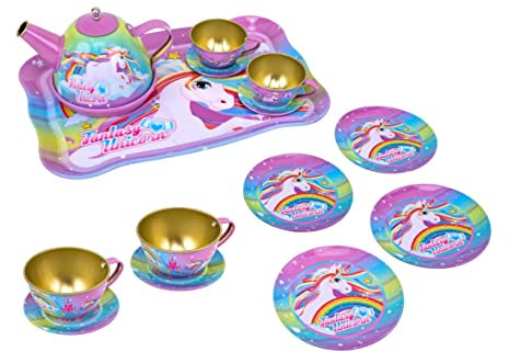 W'TOY- Unicorno Service à thé Jouet pour Enfants, 41728, Rose