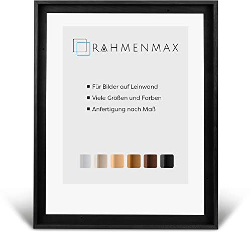 RahmenMax® Luzern Schattenfugenrahmen 70x100 cm aus lackiertem Massiv Holz/Rahmen für Leinwand/Bilderrahmen für Keilrahmen/Leinwandrahmen in Schwarz - Maßanfertigung möglich