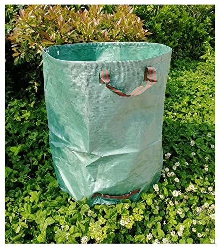 CCLONGTT Gartenabfallsäcke 120L/272L/300L/400L/500L Große Müllsäcke Zylinder Mülleimer Mit Griffen Und Deckel Langlebiger Gartenabfallsammler Für Blattgraszweige (Color : 5pcs, Size : 400L)