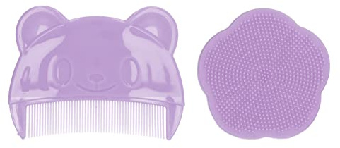 Luqeeg Baby Bath Brush, Cradle Cap Brush and Comb, Soft Baby Bath Silicone Brush Set with Cradle Cap Bristle Brush and Storage Box Ideal for Newborns and Toddlers, Perfect Baby Registry Gift(Purple)