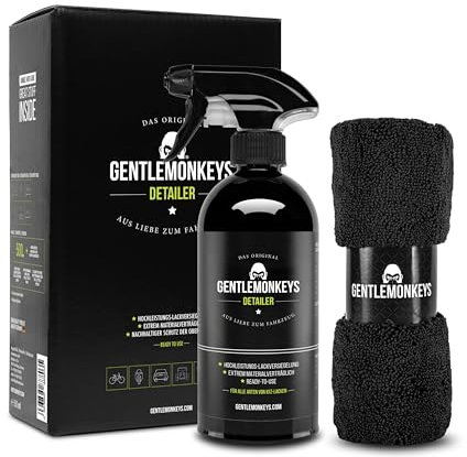 GENTLEMONKEYS Detailer Auto (500ml) inkl. Mikrofasertuch • Lackversiegelung, Motorrad & Fahrrad • Profi-Sprühversiegelung für Glanz & Schutz • Detailing Lackschutz • Für alle Lacke geeignet