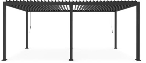 Decor Space Tonnelle Ocean 3,6 x 6 mètres, pergola avec structure en aluminium, toit à lamelles orientable, jardin et véranda, anthracite)