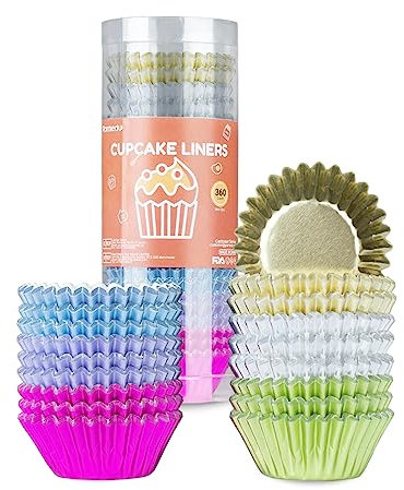 Parmedu 360 Piezas de Láminas Metálicas para Cupcakes - 3,2 cm Mini Moldes de Papel para Muffins, Gruesos & Resistentes- 6 Colores para Hornear Envoltorios para Cupcakes, Modelo BK007